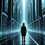 A solitary figure, appearing slightly translucent, holds a smartphone in a bustling, abstract cityscape. Surrounding them are glowing, intricate streams of data, network nodes, and subtle, omnipresent digital 'eyes' that hint at pervasive surveillance. The atmosphere is cool and slightly uneasy, emphasizing the feeling of being exposed and constantly monitored in the big data era. Dystopian sci-fi aesthetic, detailed, high contrast, symbolic, digital art.