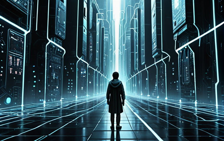 A solitary figure, appearing slightly translucent, holds a smartphone in a bustling, abstract cityscape. Surrounding them are glowing, intricate streams of data, network nodes, and subtle, omnipresent digital 'eyes' that hint at pervasive surveillance. The atmosphere is cool and slightly uneasy, emphasizing the feeling of being exposed and constantly monitored in the big data era. Dystopian sci-fi aesthetic, detailed, high contrast, symbolic, digital art.